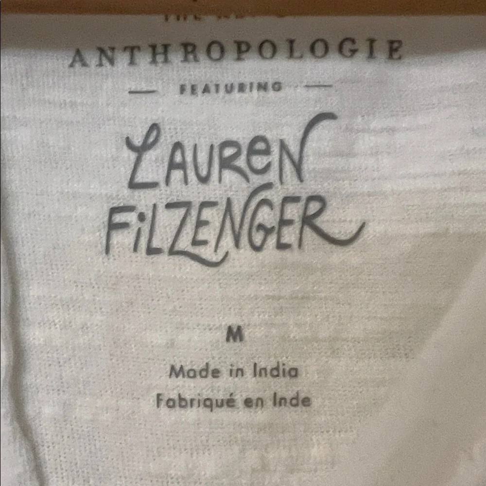 Anthropologie White Tee with Floral Embroidery - Picture 3 of 3